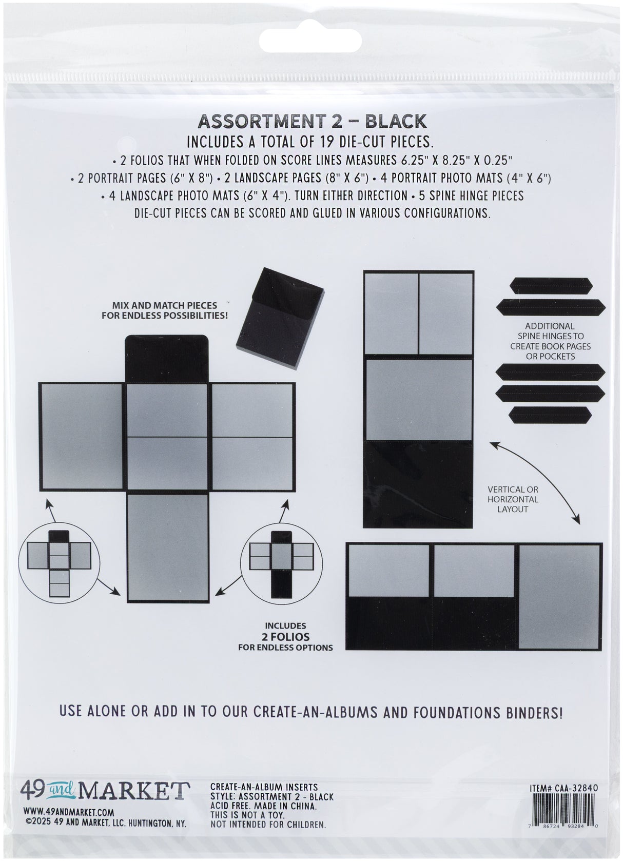 49 And Market Create-An-Album Foundation Inserts Assort 2 Black