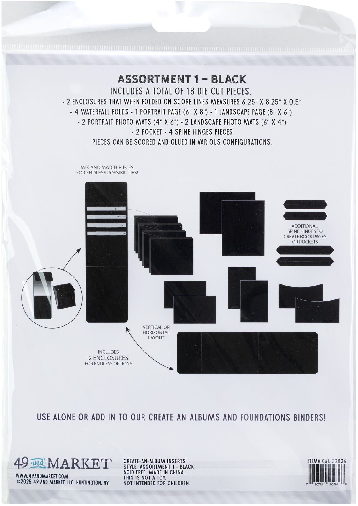 49 And Market Create-An-Album Foundation Inserts Assort 1 Black