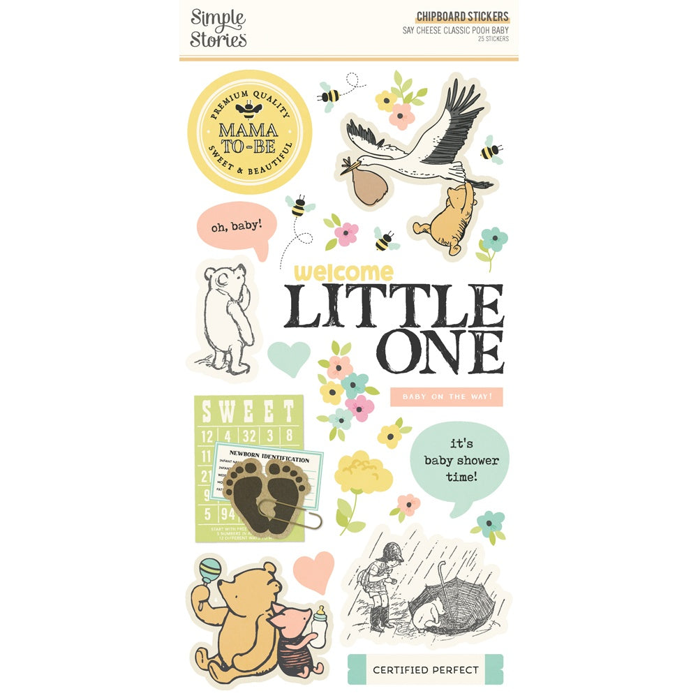 Simple Stories Chipboard Stickers 6"x12" 25/pkg Classic Pooh Baby