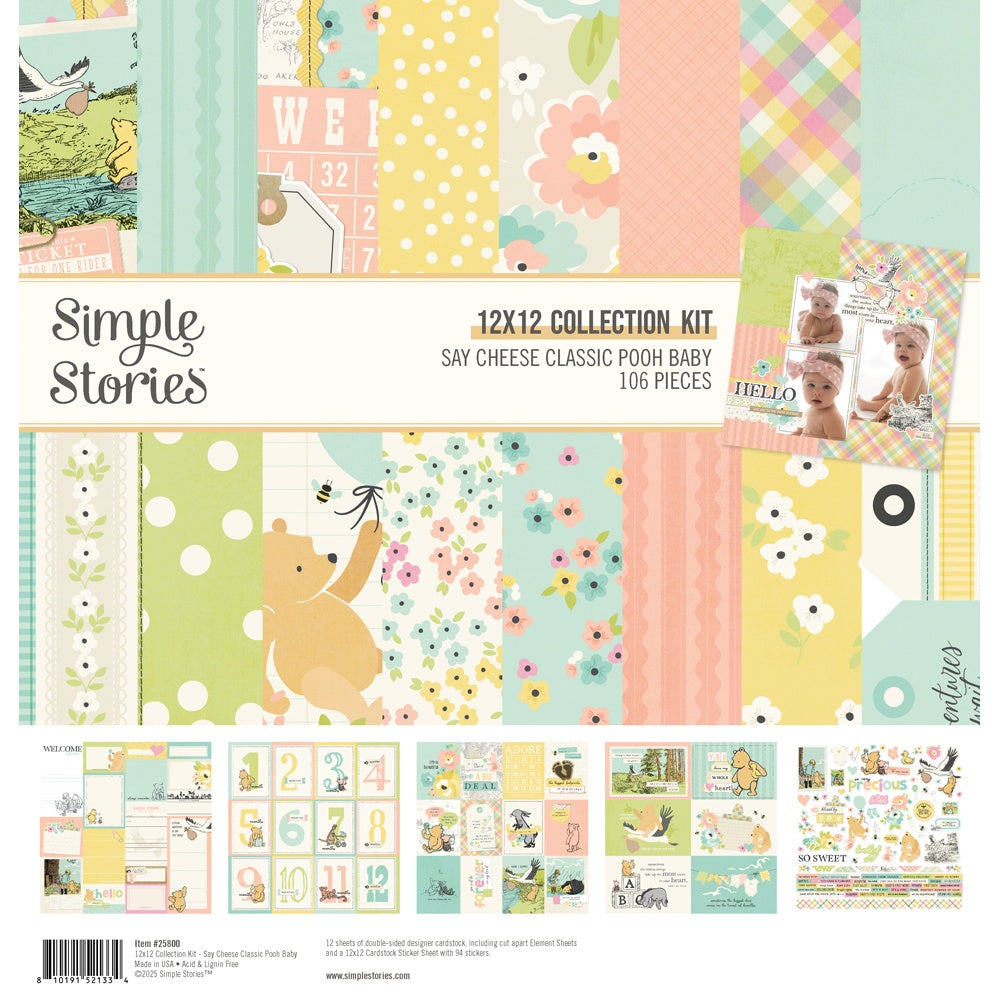 Simple Stories Double-Sided Cardstock Collection 12"x12" Classic Pooh Baby