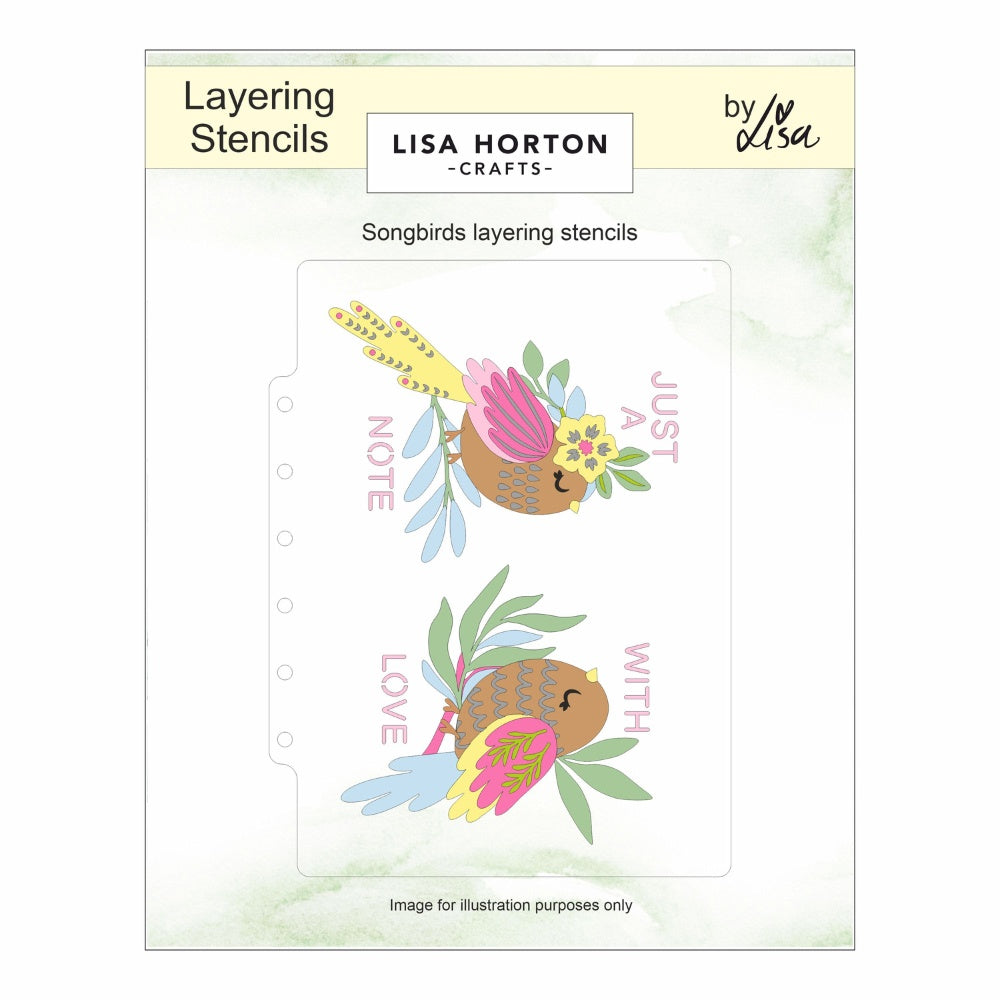 Lisa Horton Crafts Embossing Folder Stencil And Die 5"X7" Songbirds