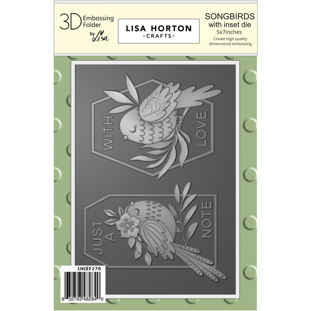 Lisa Horton Crafts Embossing Folder Stencil And Die 5"X7" Songbirds