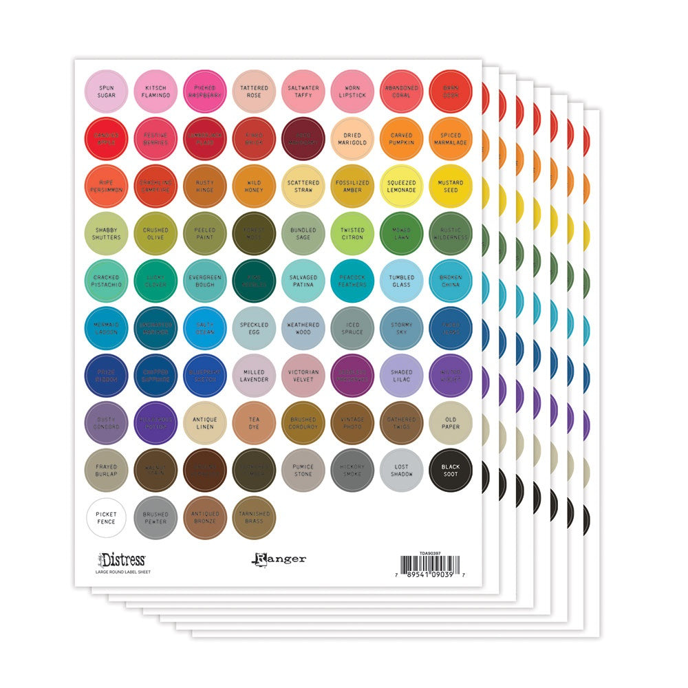 Tim Holtz Distress Large Round Label Sheets Black