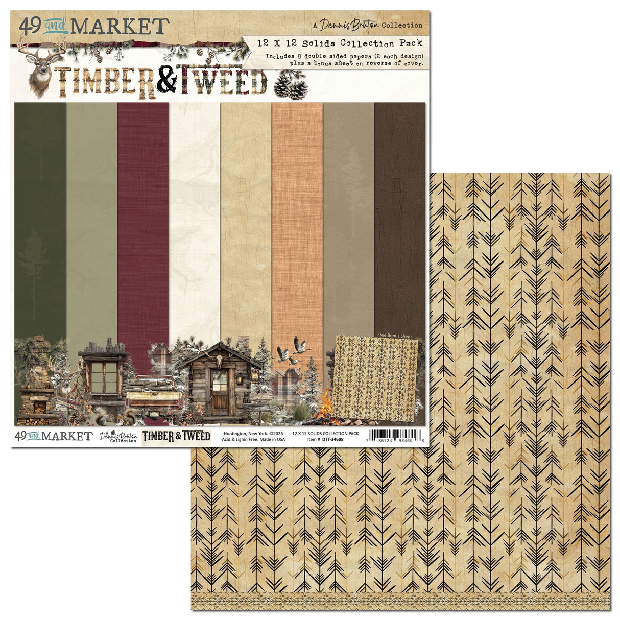49 And Market Solids Collection Pack 12"X12" Timber And Tweed