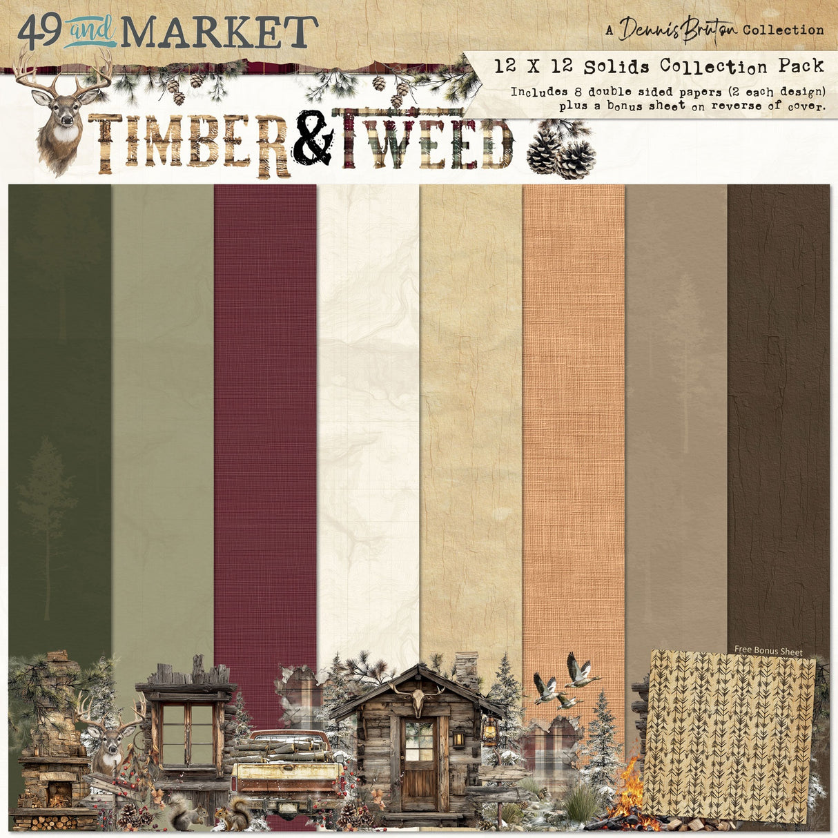 49 And Market Solids Collection Pack 12"X12" Timber And Tweed