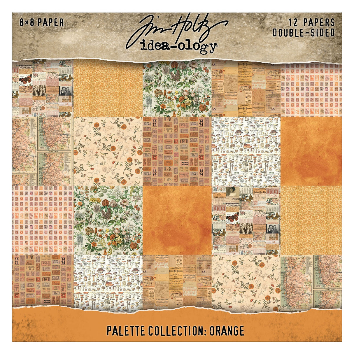 Tim Holtz - Advantus Idea-ology Double-Sided Cardstock 8"X8" 12/Pkg Palette Collection: Orange