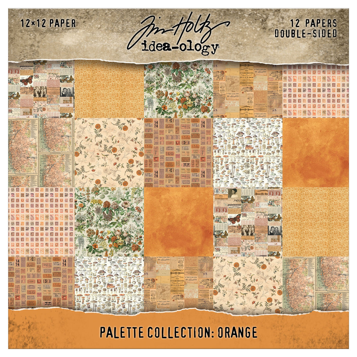 Tim Holtz - Advantus Idea-ology Double- Sided Cardstock 12"X12" 12/Pkg Palette Collection: Orange