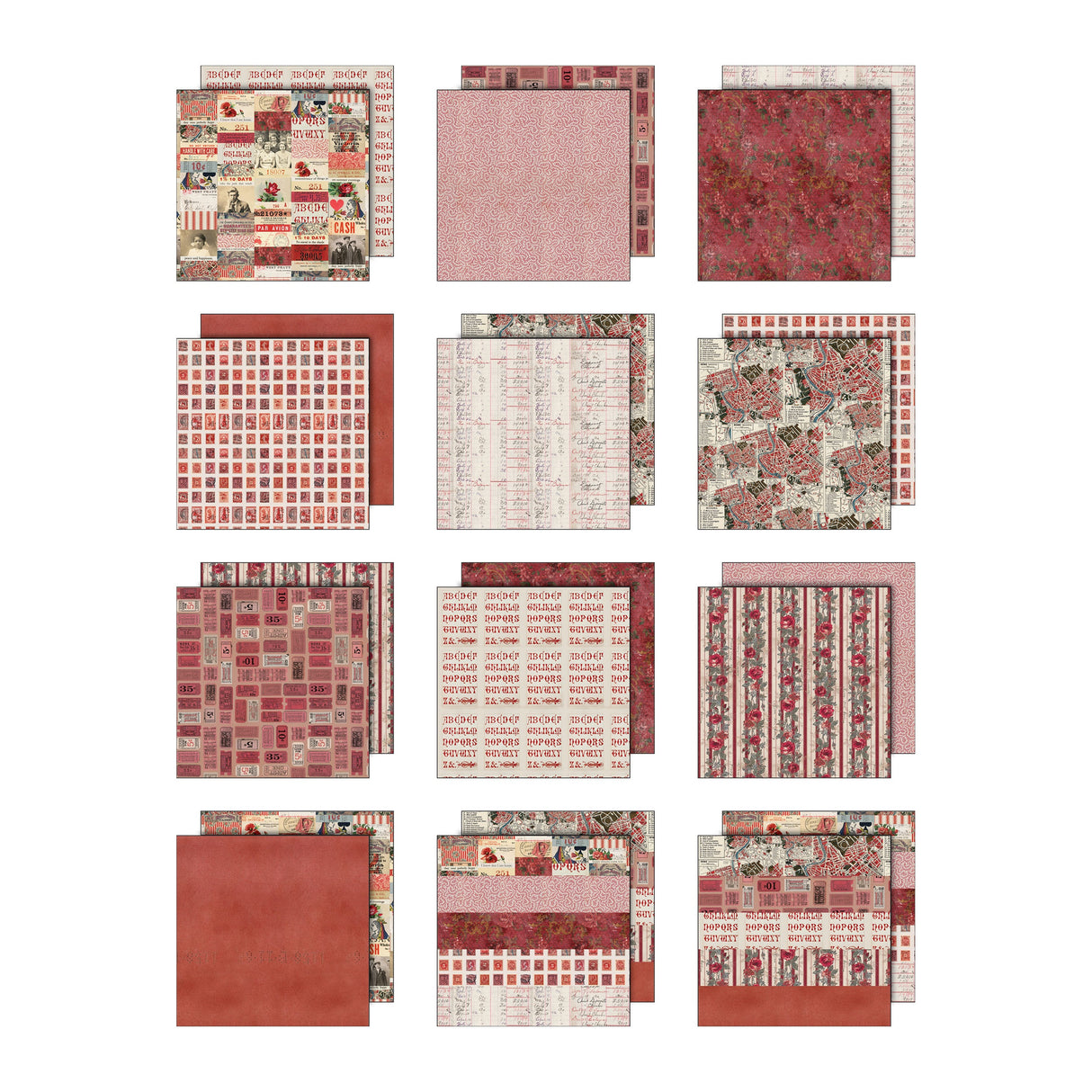 Tim Holtz - Advantus Idea-ology Double- Sided Cardstock 12"X12" 12/Pkg Palette Collection: Red