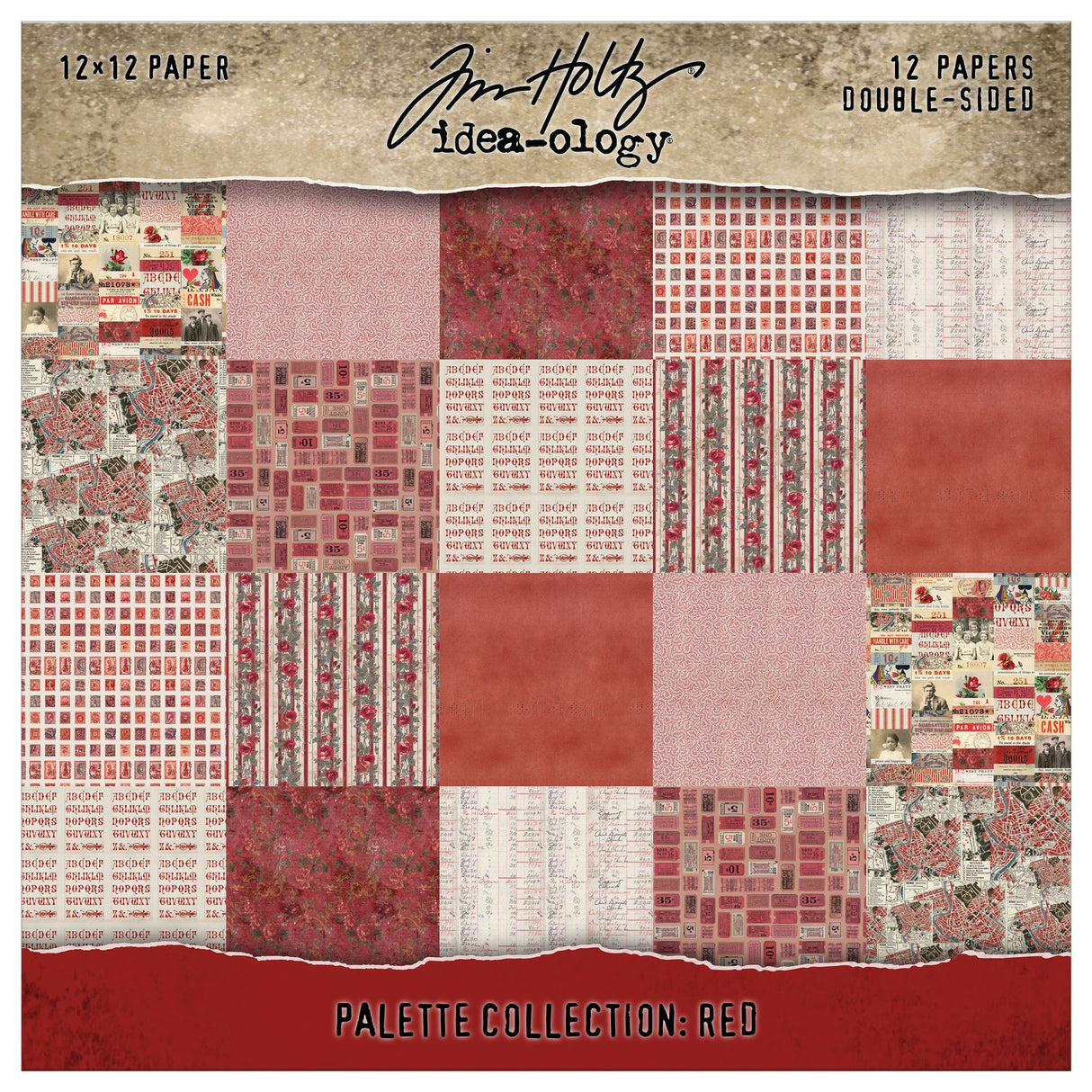 Tim Holtz - Advantus Idea-ology Double- Sided Cardstock 12"X12" 12/Pkg Palette Collection: Red