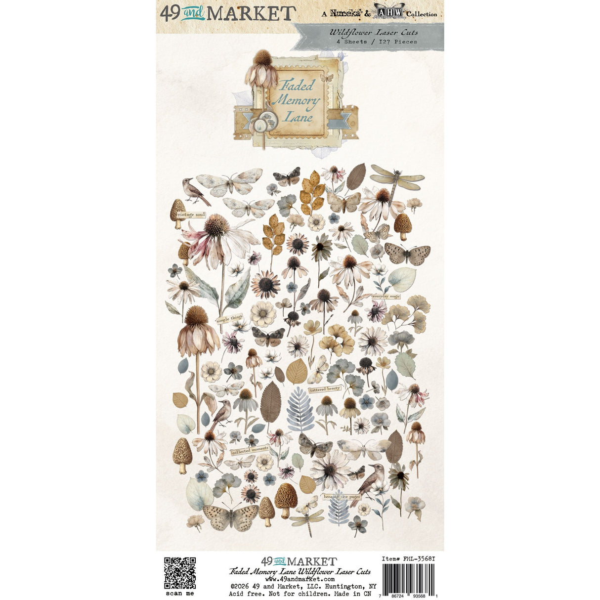 49 and Market Laser Cut Outs Wildflowers, Faded Memory Lane