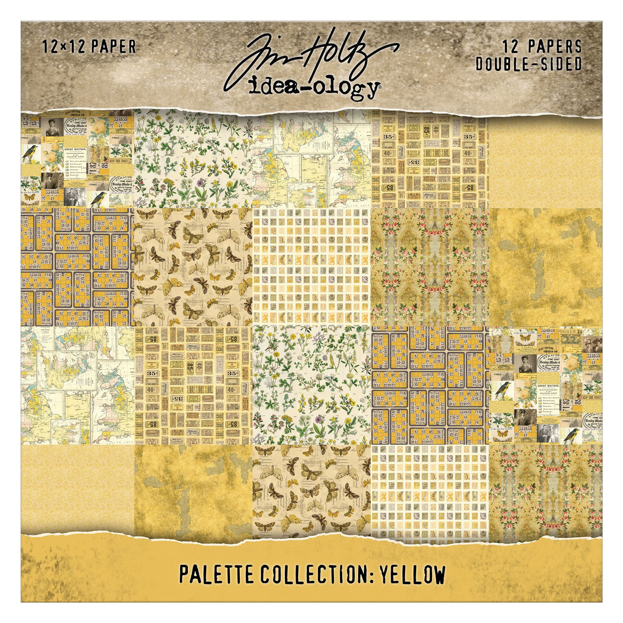 Tim Holtz - Advantus Idea-ology Double- Sided Cardstock 12"X12" 12/Pkg Palette Collection: Yellow