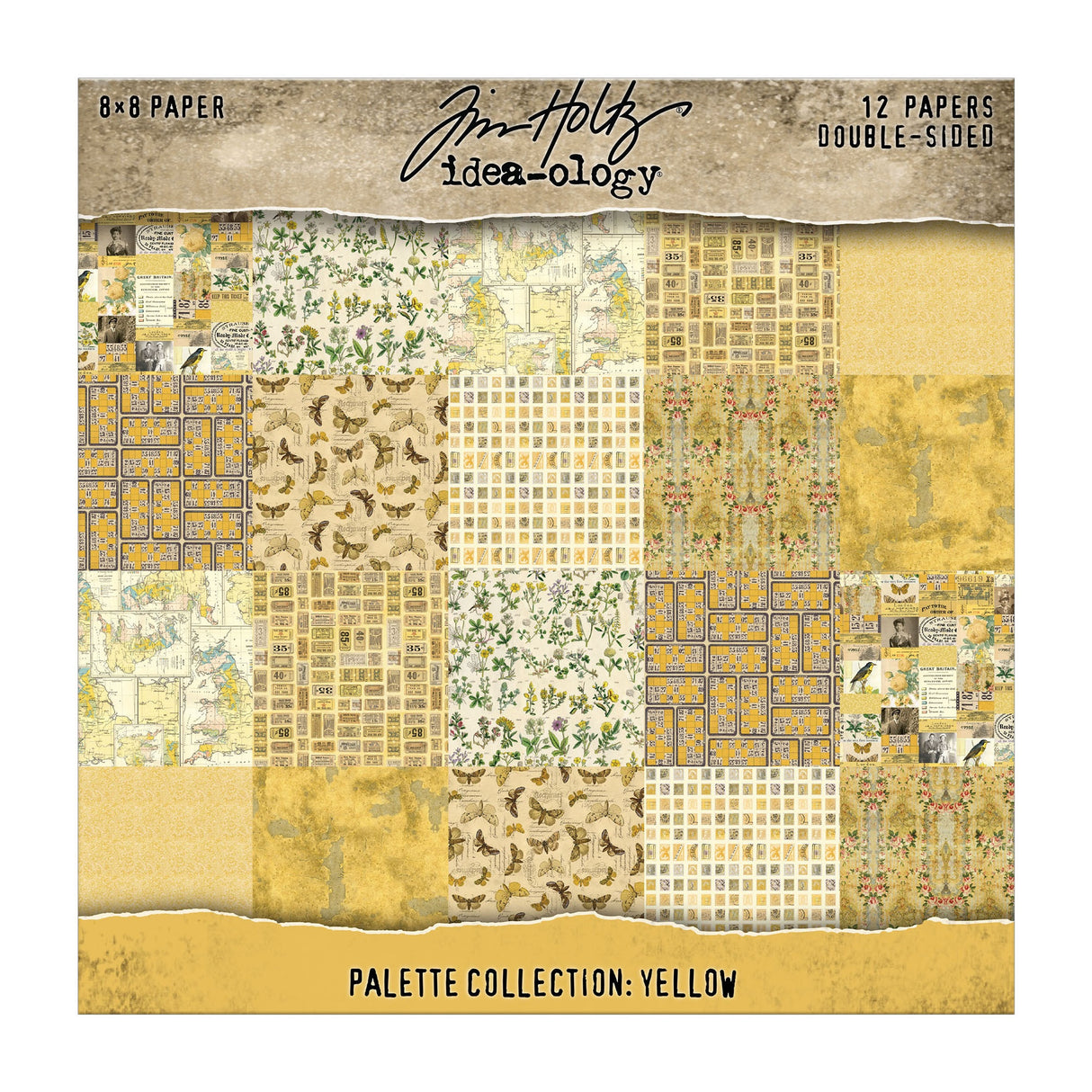 Tim Holtz - Advantus Idea-ology Double- Sided Cardstock 8"X8" 12/Pkg Palette Collection: Yellow