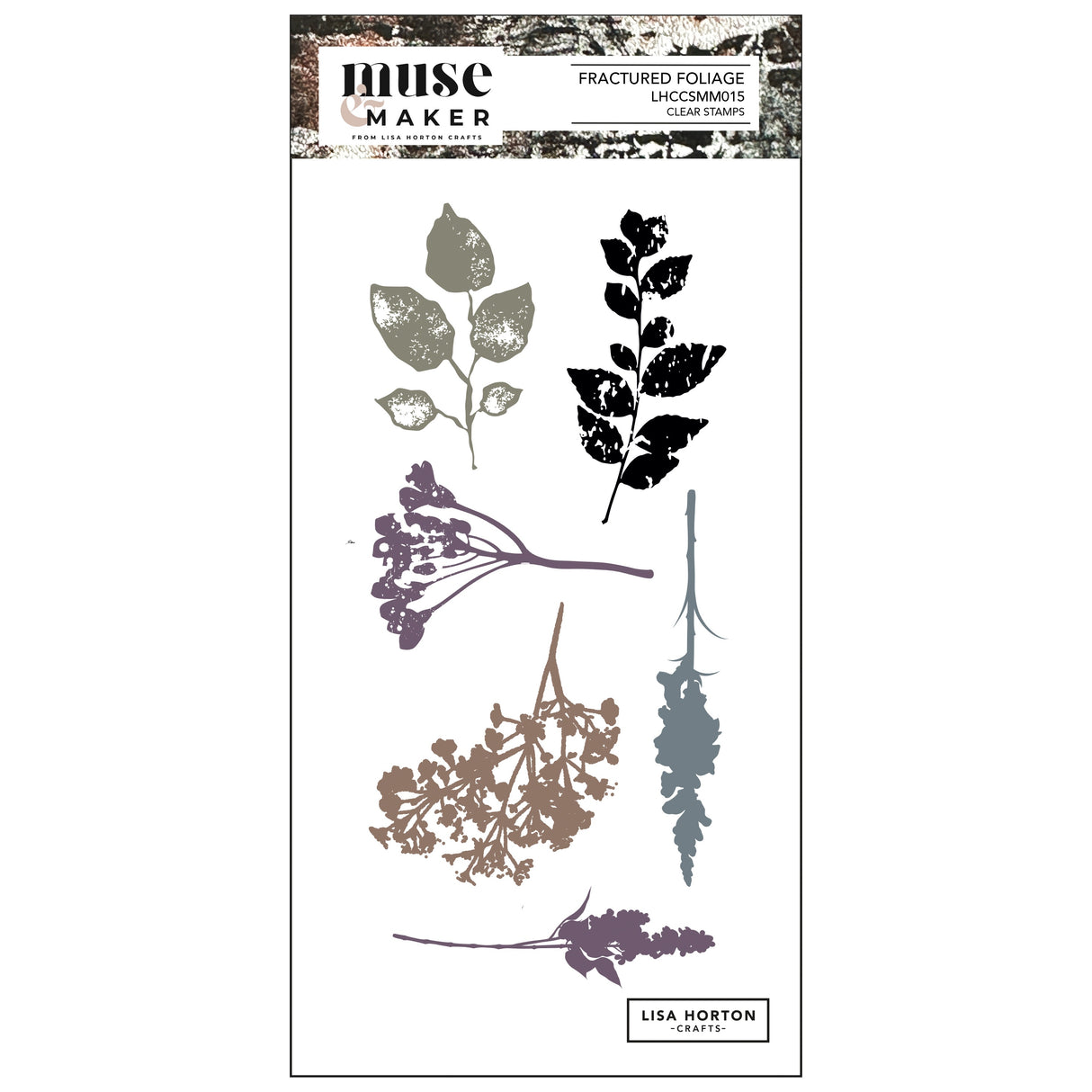 Lisa Horton Crafts Muse & Maker DL Clear Stamp Set Fractured Foliage
