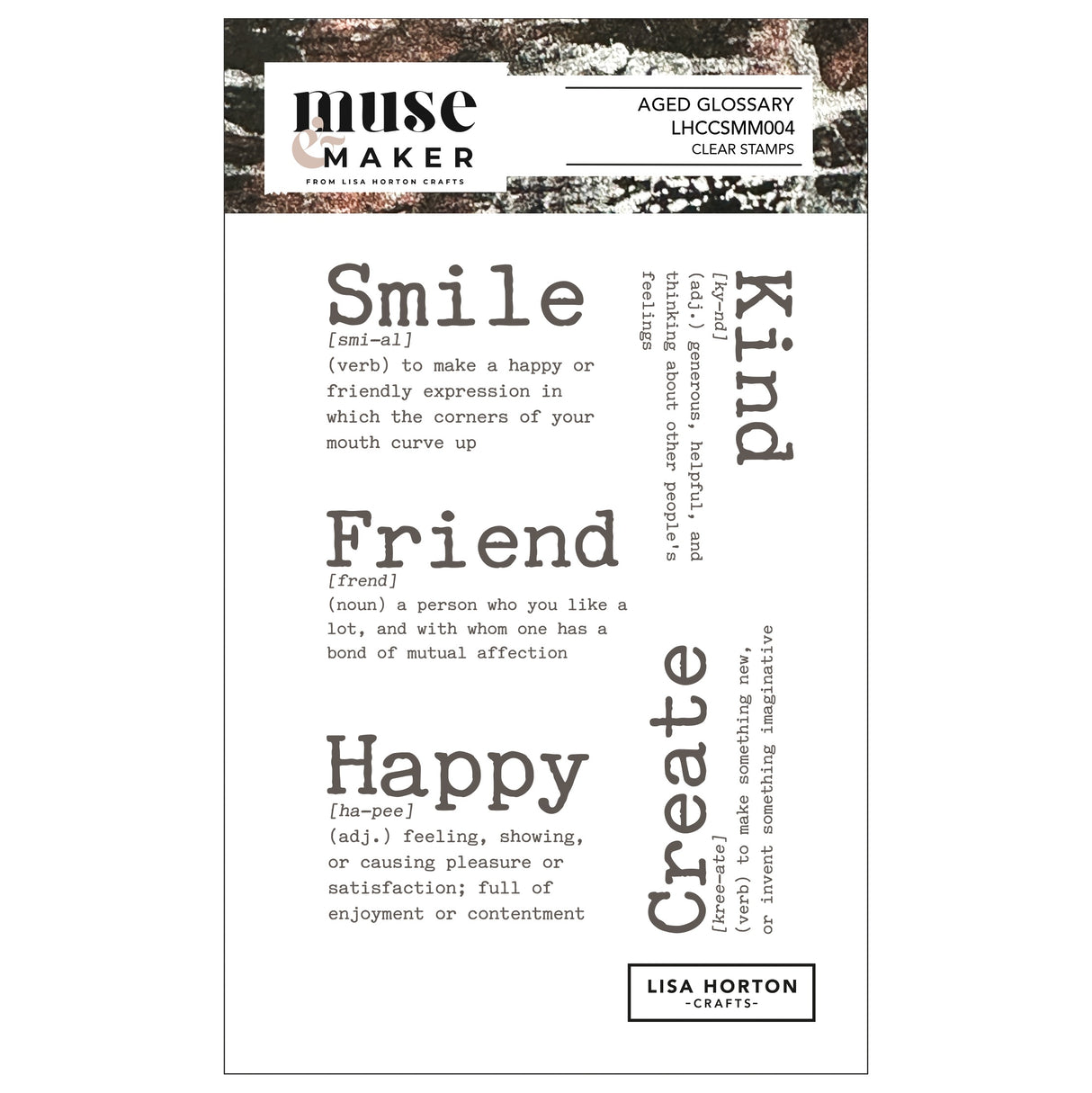 Lisa Horton Crafts Muse & Maker A6 Clear Stamp Set Aged Glossary