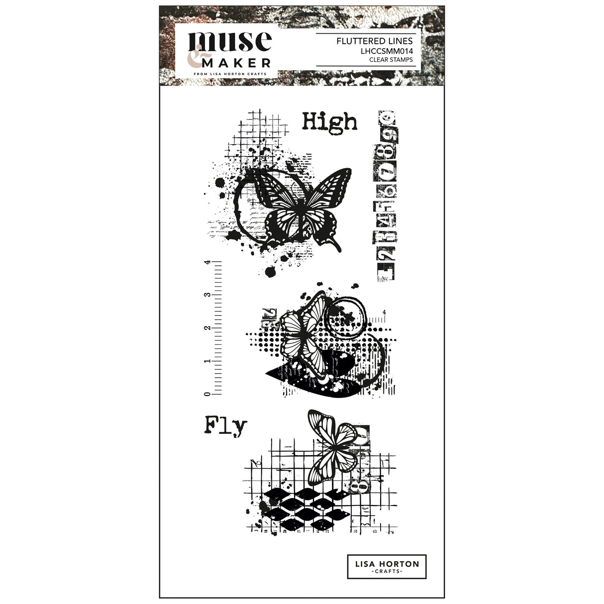 Lisa Horton Crafts Muse & Maker DL Clear Stamp Set Fluttered Lines