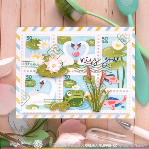 Waffle Flower Postage Collage The Pond Stencil