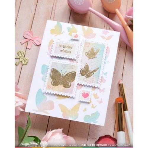 Waffle Flower Crafts Postage Collage Wild Butterflies Stamp Set