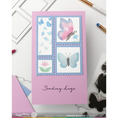 Waffle Flower Crafts Postage Collage Wild Butterflies Stamp Set