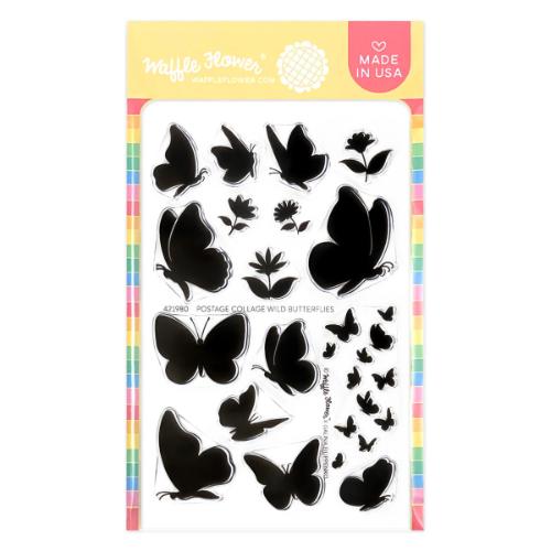 Waffle Flower Crafts Postage Collage Wild Butterflies Stamp Set