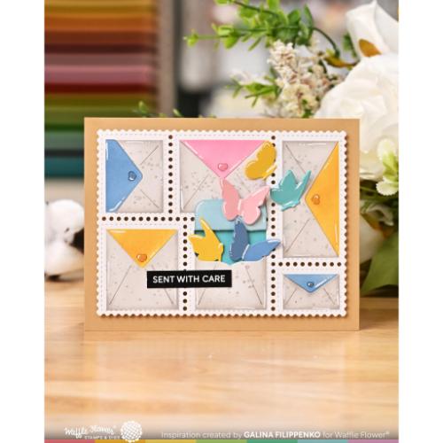 Waffle Flower Crafts Postage Collage Envelope Stencil