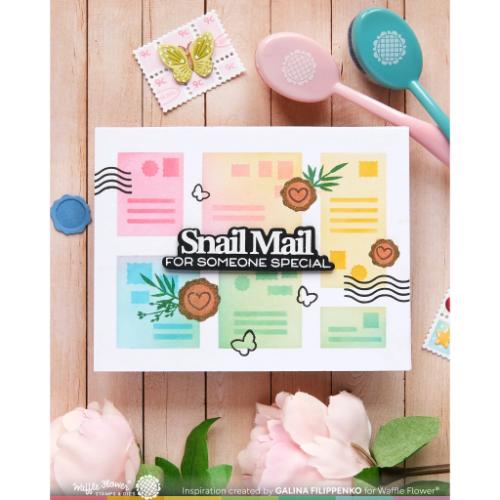 Waffle Flower Crafts Postage Collage Mini Seals Stamp Set