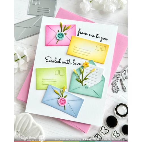 Waffle Flower Crafts Postage Collage Mini Seals Stamp Set