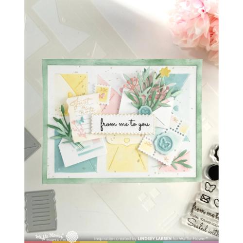 Waffle Flower Crafts Postage Collage Mini Seals Stamp Set