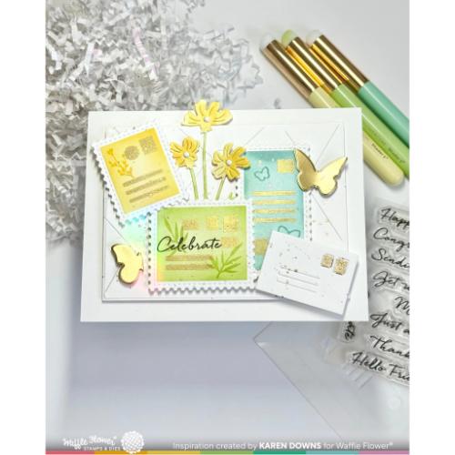 Waffle Flower Crafts Postage Collage Addressed Envelope Stencil