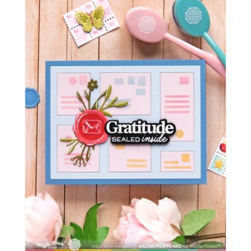 Waffle Flower Crafts Postage Collage Addressed Envelope Stencil