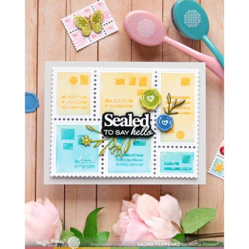 Waffle Flower Crafts Postage Collage Addressed Envelope Stencil