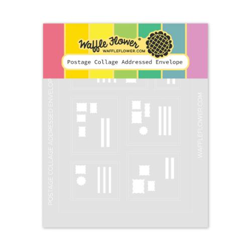 Waffle Flower Crafts Postage Collage Addressed Envelope Stencil