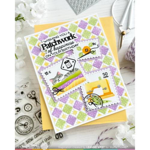 Waffle Flower Crafts Postage Collage Sew Fun Stencil