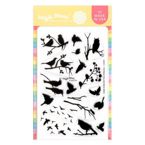 Waffle Flower Crafts Postage Collage Wild Birds Stamp Set