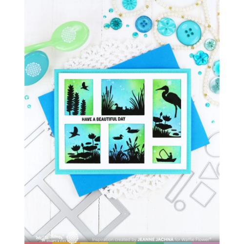 Waffle Flower Crafts Postage Collage Lake Sunset Stamp Set