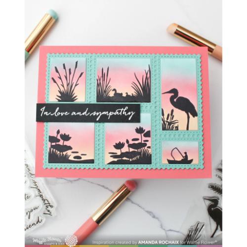 Waffle Flower Crafts Postage Collage Lake Sunset Stamp Set
