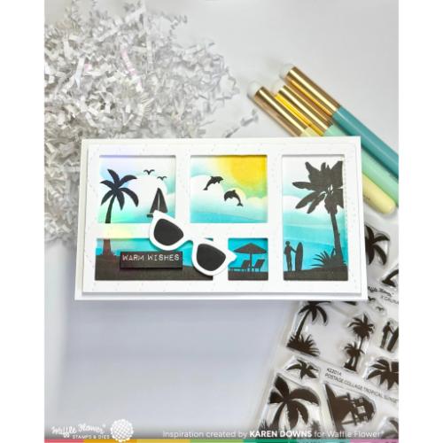 Waffle Flower Crafts Postage Collage Tropical Sunset Stamp Set