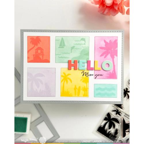 Waffle Flower Crafts Postage Collage Tropical Sunset Stamp Set