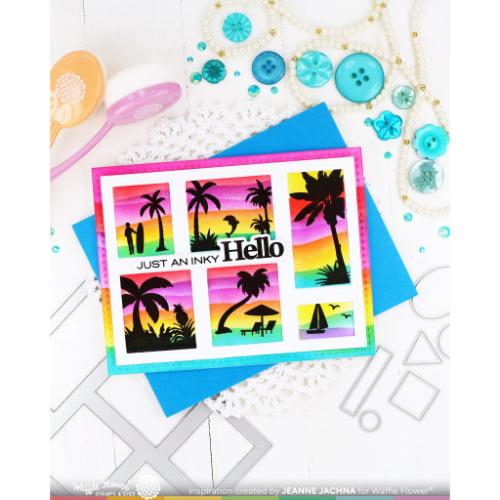Waffle Flower Crafts Postage Collage Tropical Sunset Stamp Set