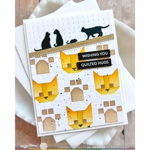 Waffle Flower Crafts Patchwork Cat Stencil