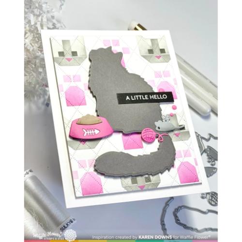 Waffle Flower Crafts Patchwork Cat Stencil