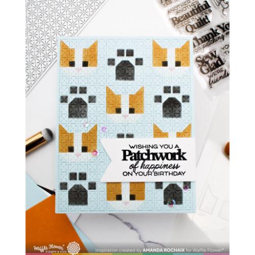 Waffle Flower Crafts Patchwork Cat Stencil