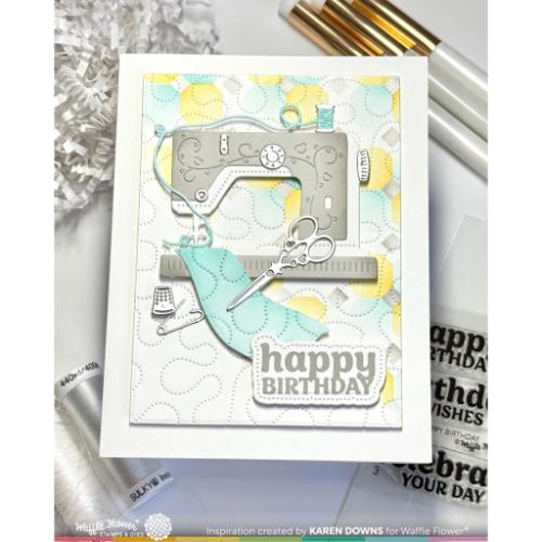 Waffle Flower Crafts Happy Birthday Piercing Matching Die