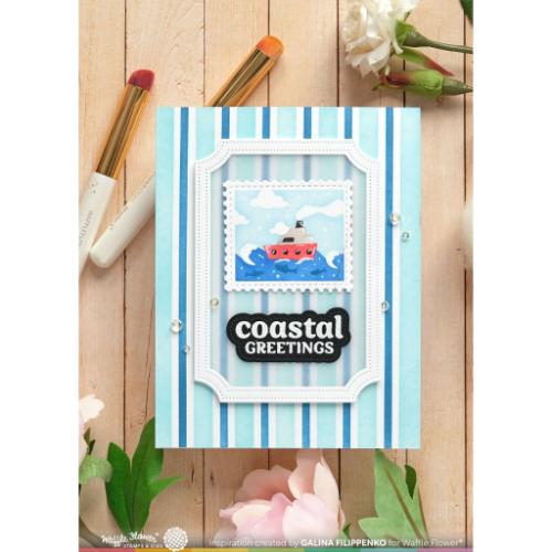 Waffle Flower Crafts Postage Collage Coastal Stencil
