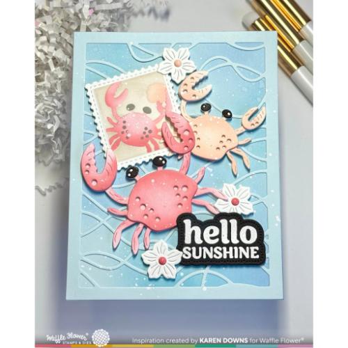 Waffle Flower Crafts Postage Collage Coastal Stencil