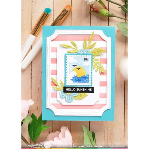 Waffle Flower Crafts Postage Collage Coastal Stencil