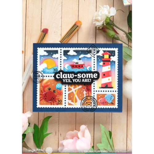 Waffle Flower Crafts Postage Collage Coastal Stencil