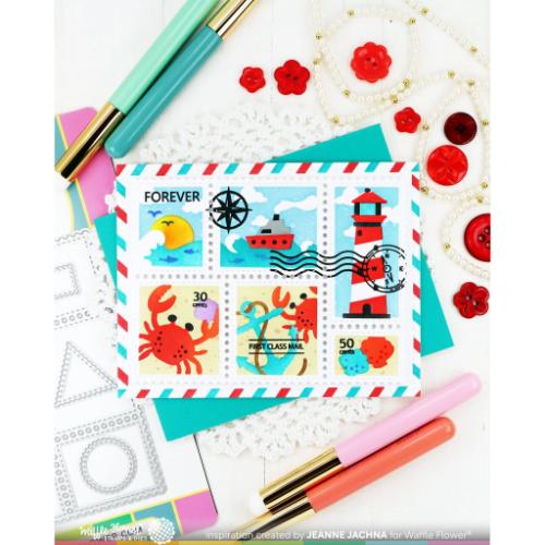 Waffle Flower Crafts Postage Collage Coastal Stencil