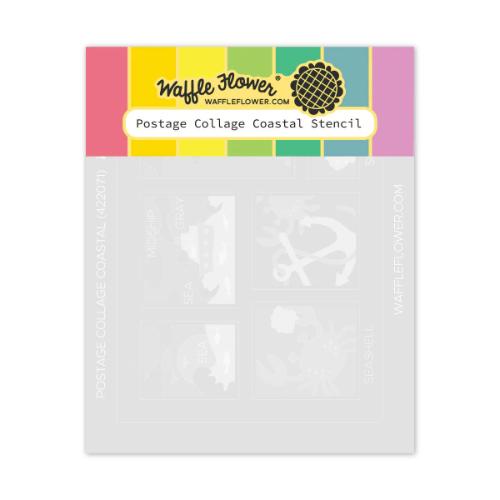 Waffle Flower Crafts Postage Collage Coastal Stencil