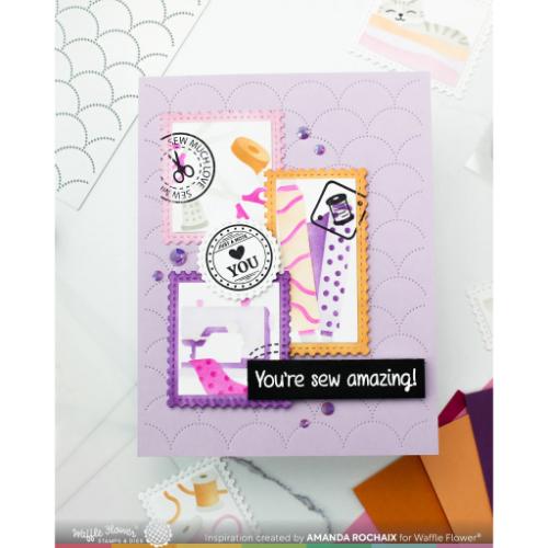 Waffle Flower Crafts Postage Collage Circle Sentiments Stamp Set