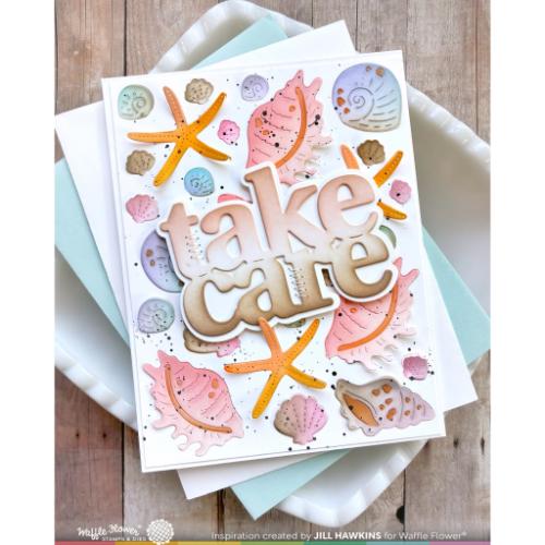 Waffle Flower Crafts Seashell Coloring Stencil